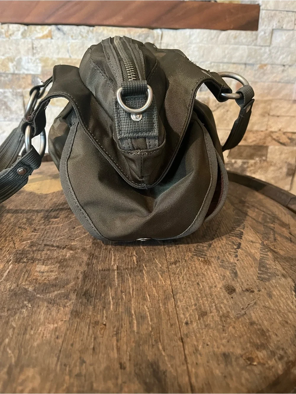 George Gina and Lucy Olive Green “Marry Me?” Bag with Detachable Strap